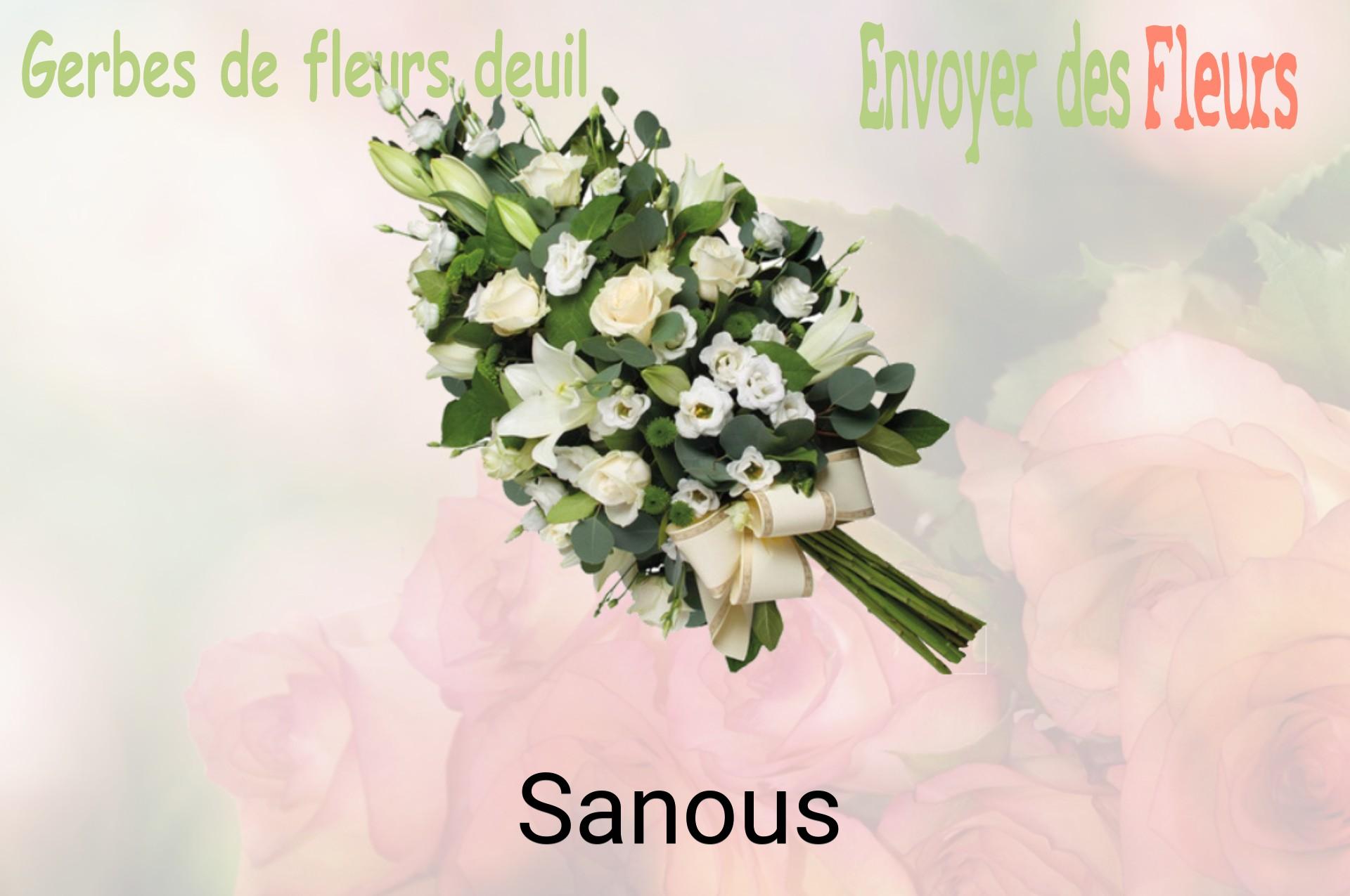 Gerbe de fleurs de deuil livrée à Sanous